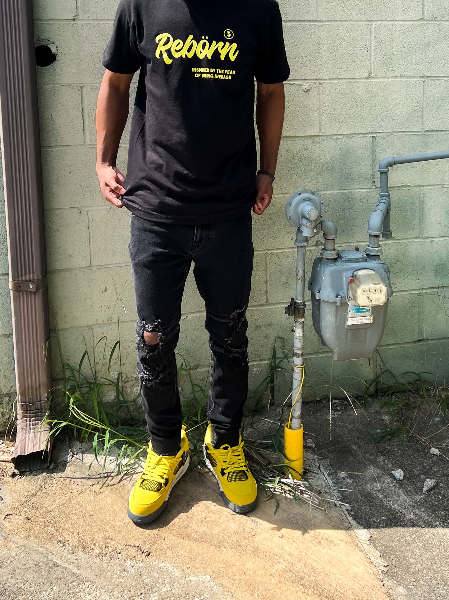 REBORN "3" TEE (black/yellow)